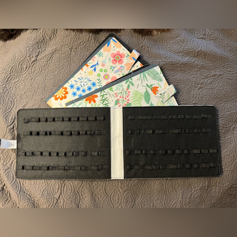 Black Homeopathy Natural Jewelry Organizer with Floral Inserts